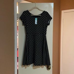 Textured Knit Black Polka Dot Dress